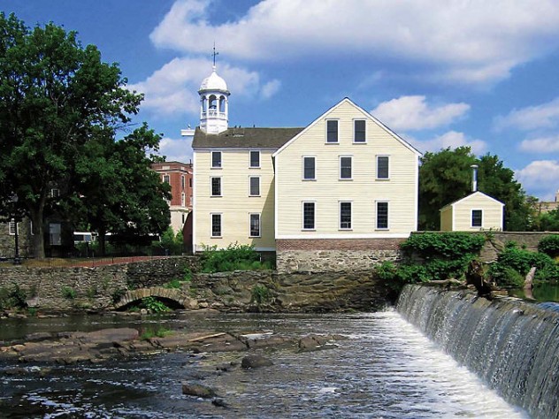 Scenic view of historic Slater Mill in Pawtucket, Rhode Island
