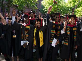 Graduates of the Harvard Law School classes of 2020 and 2021 celebrate