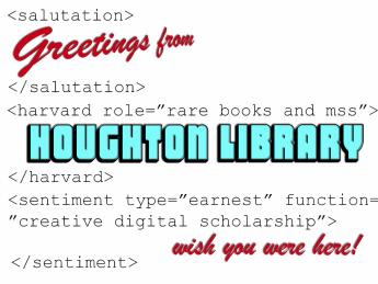 A Houghton Library postcard designed to attract undergraduates in computer science to its resources