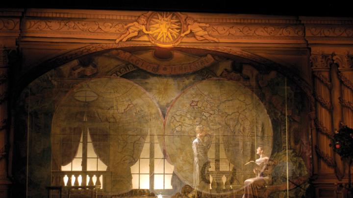 For Molière’s <i>The Misanthrope</i> at Berkshire Theatre Festival in Stockbridge, Massachusetts, Sprague’s sketch became a model later built as the play’s set (shown). 